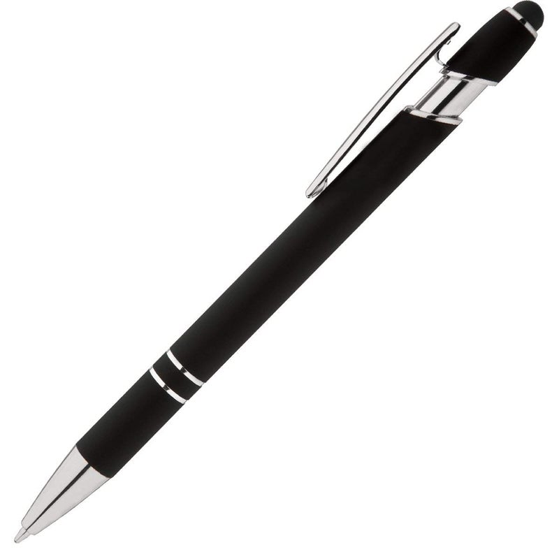 Express Pencils Rainbow Rubberized Soft Touch Ballpoint Pen with Stylus Tip a stylish, premium metal pen, black ink, medium point. Box of 7 (ASSORTMENT) - Image 4